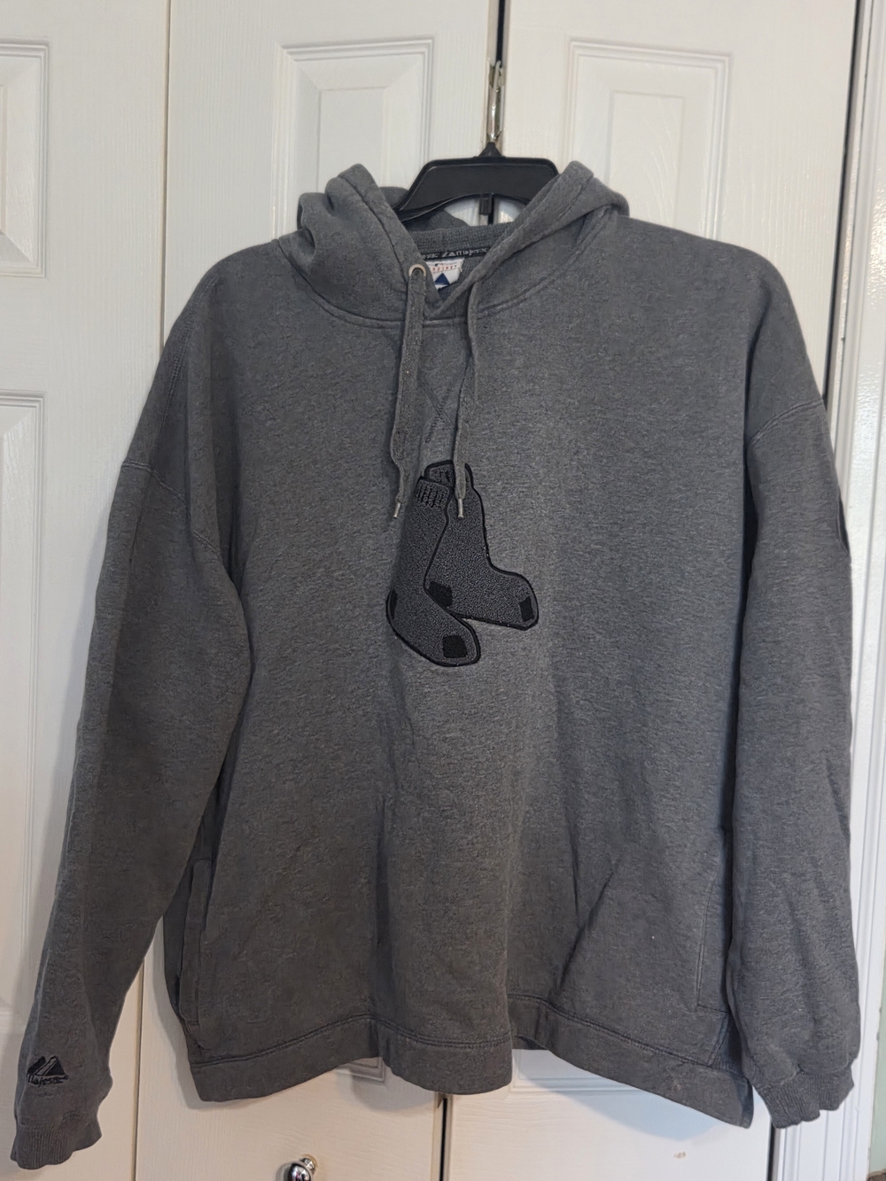 Vintage Majestic Boston Red Sox Hoodie Mens 4XL Grey Y2K Center Logo MLB Heavy